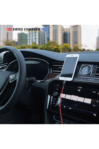 Swiss Charger 3 Uçlu Manyetik Data ve Şarj Kablosu 1.5m Örgü Kuma