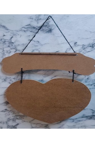 Hobi Adn Dekoratif Kapı Süsü Kalpli Model Ahşap Mdf Ham Cnc Kesim El Yapım Ahşap