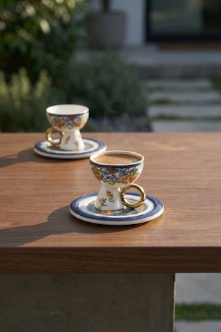 Rory 6 Kişilik Porselen Kahve Fincanı Takımı - 90 Ml Çok Renkli
