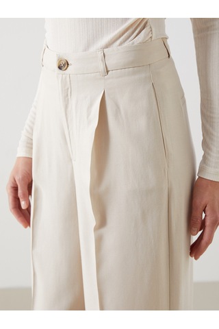 Lcw Vision Bej Loose Fit Keten Karışımlı Kadın Pantolon