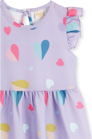 Ahengim Kız Çocuk Kalp Desenli Elbise Ak2406 Lila