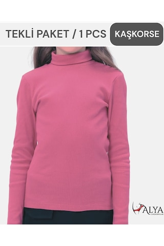 Alya Underwear Balıkçı Yaka Pamuklu Fitilli Kumaş Çocuk Kaşkorse Unisex Body Gül Kurusu