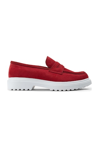 Deery Hakiki Süet Kırmızı Loafer Kadın Ayakkabı - 01903zkrmp01 Kırmızı