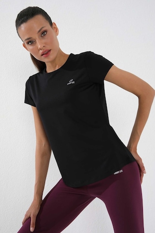 Tommy Life Siyah Basic Kısa Kol Standart Kalıp O Yaka Kadın T-shirt - 97144 Siyah