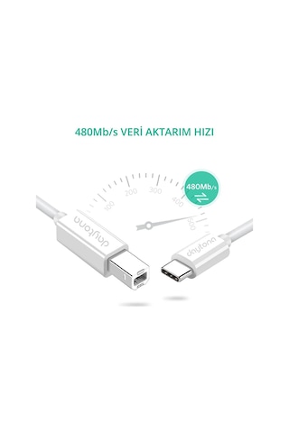 Daytona TB1-2 Type-C to USB B Estrüman Yazıcı Çevirici Kablo 2 M