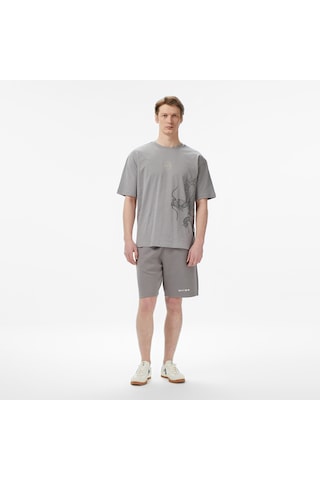 United4 Unıted4 Regular Fit Erkek Gri T-shirt Patro Gri