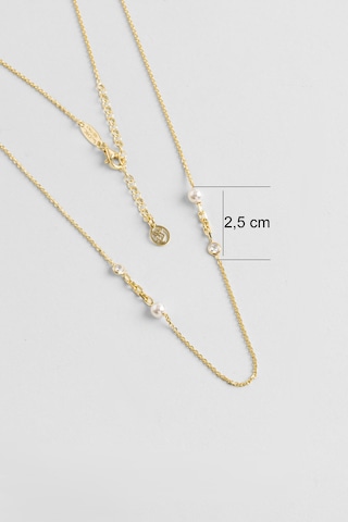 Lune İtalyan 18 Ayar Sarı Altın Kaplama 65 Cm Gümüş İnci Kolye