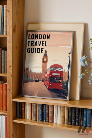 Londra Seyahat Rehberi Posteri, Siyah Çerçeveli Duvar Tablosu - Seyahat Severlere Hediye