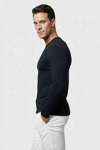Rizzup Lacivert Dar Kalıp Likralı %90 Pamuk Erkek Sweatshirt Vücuda Oturan İnce Penye Sweat 2300423