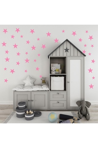 Yıldız Duvar Sticker 3-4-5Cm 100 Adet Pembe