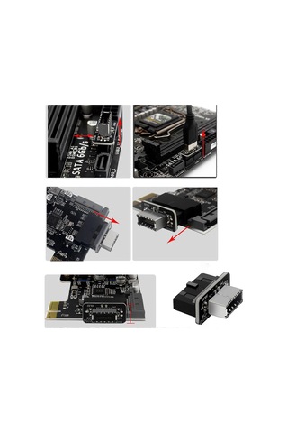 Yüksek Kaliteli Usb Ön Panel Adaptörü - Tip E Dişi - Usb 3.0 19 Pın Erkek Adaptör Dahili Dikey Başlık Ayırıcı