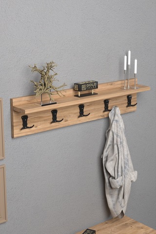 Askılık Duvar Elbise Askılığı Portmanto 80 Cm Ceviz Düz Kahverengi