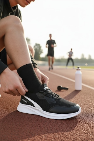 Enoch Erkek Spor Ayakkabı Siyah Beyaz Sneaker Koşu Ve Yürüyüş Performans Modeli Siyah