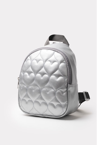İcone Bag Kız Çocuk Kalp Nakışlı Orta Boy Sırt Çantası Gümüş