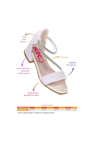 Kiko Kids Yada Kum Simli Kız Bebek 2 Cm Topuklu Sandalet Abiye Ayakkabı Sedef Sedef