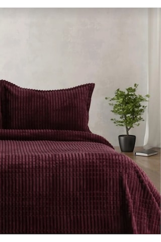 Handanca Merinos Modern Line 3 Parça Battaniyeli Yatak Örtüsü Mor