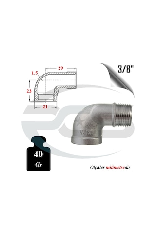 Paslanmaz Çelik 316 Kalite 3/8" Kuyruklu Dirsek