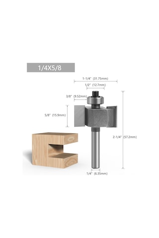 Yunboo Ahşap İşleme T Tipi Toplu Uçlar Seti 8 Parça - Kenar Düzenleme Ve Yuva Kesim İçin 1/4 5/8 Kırmızı Rol Testere