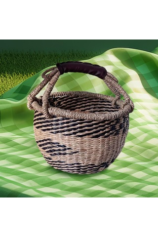 Homyl El Dokuması Piknik Sepeti Açık Seyahat Pazarı Için Siyah