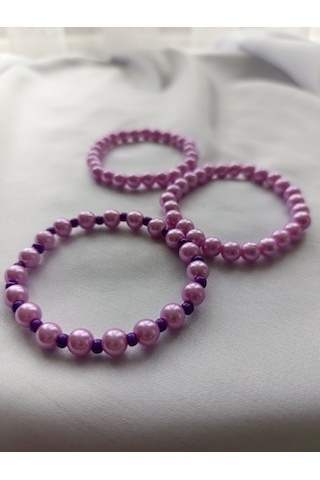 Pembe Boncuklu Bileklik Seti 3'lü Pembe