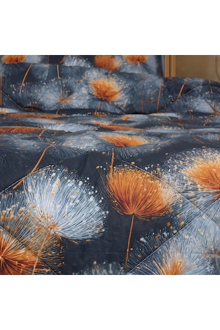 Amber Luxe Çift Kişilik Karahindiba Desenli Premium 5d Uyku Seti Çeyiz Seti Lastikli Çarşaflı Mavi