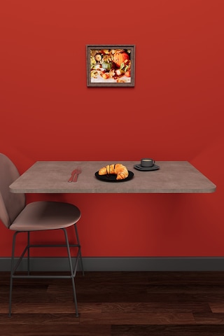 Lüks Duvara Monte Katlanabilir Çalışma Yemek Masası %100 Mdf Balkon Bahçe Masası Dmm90 Retro Gri