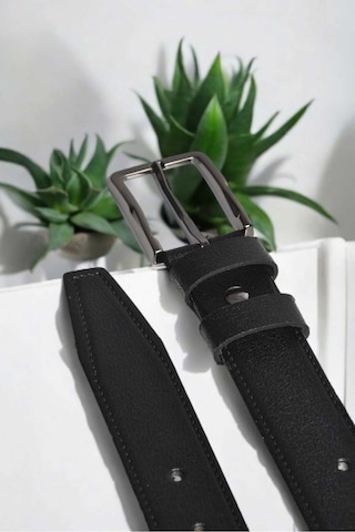 Deepsea Erkek Siyah %100 Hakiki Deri 3,5 Cm Klasik Kemer Kumaş Pantolon Kemeri 2502636 Siyah