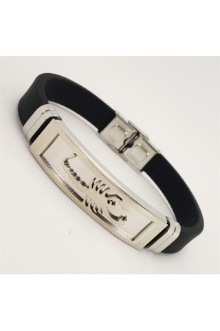 Beyaz Akrep Figürlü Kauçuk Çelik Erkek Bileklik Çelik