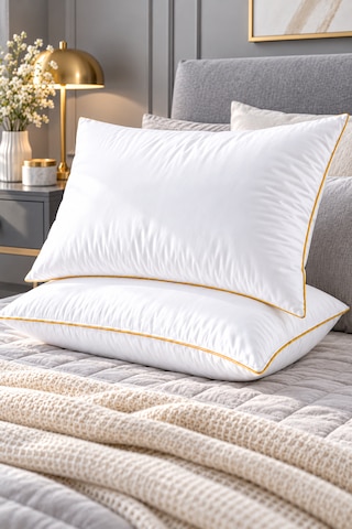 2 Adet Premium Nanojel Yastık 50x70 Cm 1200 Gram Beyaz-gold