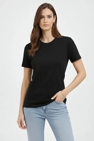 Mythrıva Bisiklet Yaka Tişört Regular Kalıp Basic Pamuklu Günlük Kullanım T-shirt - Siyah