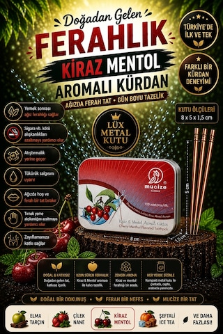 Mucize Kiraz Mentol Aromalı Kürdan Metal Kutu