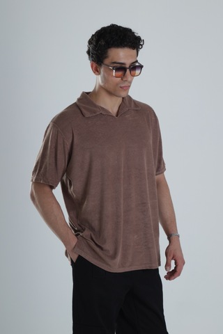 Cocopelli Erkek Kahve T-shirt Dokuma Kumaş Coc1157 Kahve