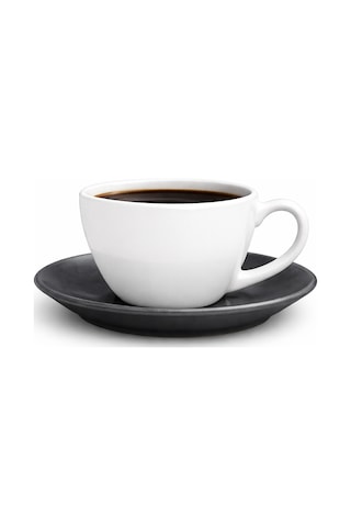 2 Kişilik Tabaklı Porselen Çay Fincanı Beyaz
