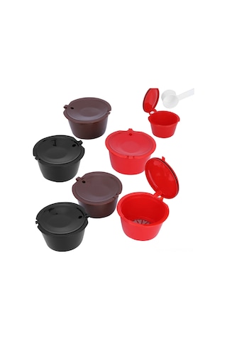Maiyame Dolce Gusto Yeniden Doldurulabilir Kahve Kapsülü, Sünger Kaşık Setiyle, Sağlıklı Ve Çevre Dostu Kırmızı, Kahverengi, Siyah