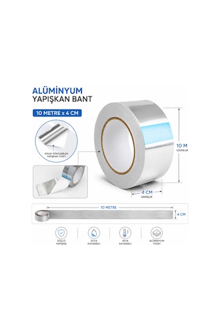 Alüminyum Yapışkan Bant 10 Metre X 4 Cm Isıya Ve Suya Dayanıklı