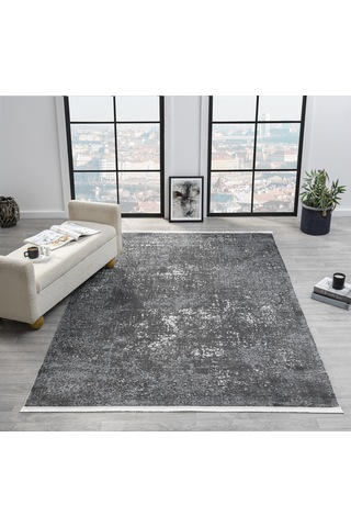 Mariesse Home Vita Serisi Bambu Dokulu Modern Sık Dokuma Koridor Kesme Yolluk Dokuma Makine Halısı Evita6001 Antrasit