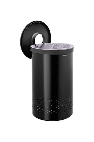 Brabantia Matt Black Plastik Kapaklı Çamaşır Sepeti 60lt Siyah