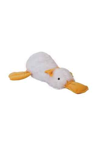 Tüylü Ördek Beyaz Peluş 45Cm