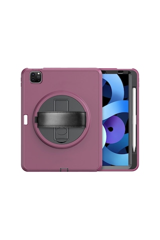 Zenviya21 Apple iPad Uyumlu Pro 11 2018 Kılıf Hand Strap Tablet Kılıfı - Mürdüm Zenya785 Arka Kapak