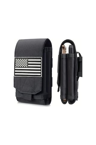 Trendooze Gaojunshop01 Siyah Bayraklı Cep Telefonu Kılıfı Kemer Seti Ve Çanta
