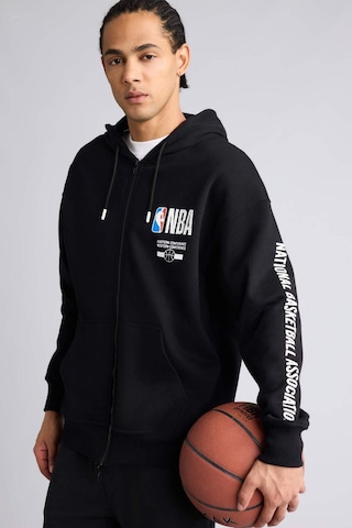 Defacto NBA Wordmark Oversıze Kapüşonlu Fermuarlı Sweatshırt G0264AX26SP