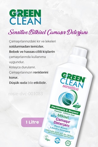 Green Clean Sensitive Çamaşır Deterjanı 1000 Ml 7 Al 6 Öde Ve Rosie Hediye