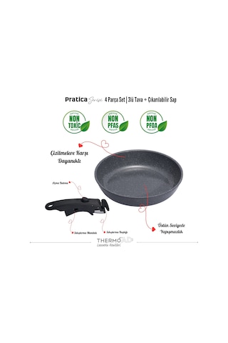 Thermoad Pratica Serisi 4 Parça Tava Set Gri Gri