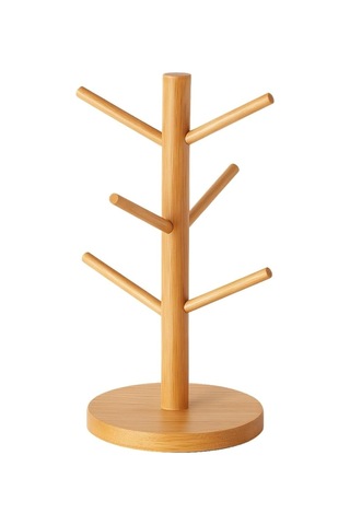 Ahşap Bambu Kupa Bardak Askısı 6'li Stand Doğal Mutfak Tezgahı İçin Kupa Standı Bardak Tutucu Modern Dekoratif D Diğer