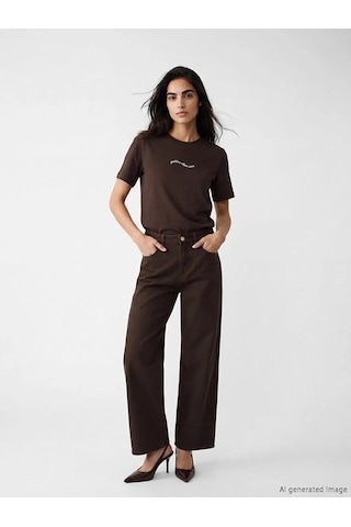 Lc Waikiki Kahverengi Boyfriend Kadın Jean Pantolon