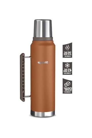 1 Camper Klasik Kulplu Sızdırmaz Çelik Termos Autumn Leaf 1.2 Lt St-259 Açık Beyaz