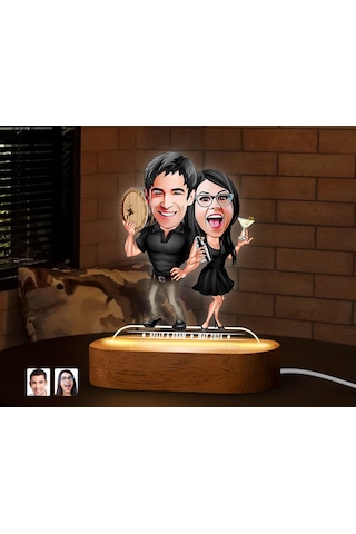 Bk Gift Kişiye Özel Sevgili Karikatürlü Dekoratif 3d Biblo Led Işıklı Gece Lambası-16, Düğün Hediyesi, Yıl Dönümü Hediyesi Kobitmeyen138291 Bk Gift
