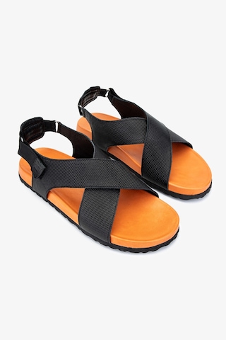 Valmenti Nia Erkek Siyah Tekstil Deri Duz Sandalet 60 9577 Erk Sndlt Y24 Siyah