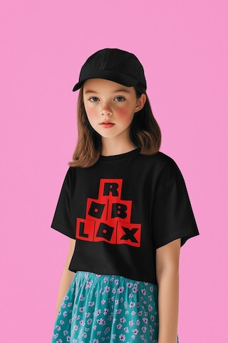 Sevbano Tasarım Roblox Baskılı Unisex Oyun Çocuk Tişört 1-12 Yaş Siyah