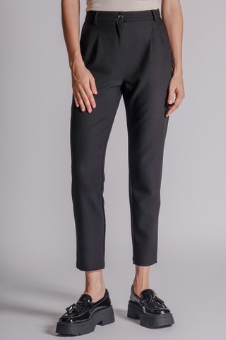 Braccas Kadın Yandan Cepli Arka Cep Fleto Beli Lastikli Ve Pilili Slim Fit Pantolon Siyah Siyah